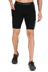 Men's Nylon DC Pocket Compression Shorts and Half Tights (Black/Dark Grey)
