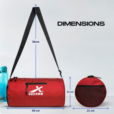 Vector X Attacker Polyester Gym Bag|Shoulder Bag|Sports Bag|Sports & Travel Bag|Duffle Bags for Men & Women|Exercise and Fitness|Black | Capacity - 20 Liter