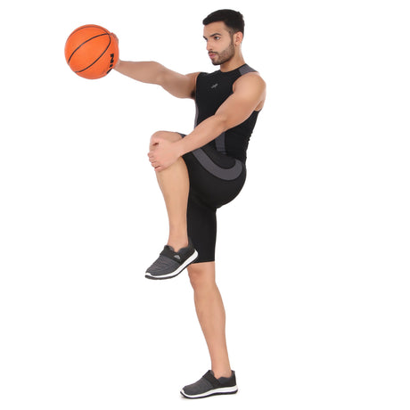 Nylon DC Curve Compression Shorts and Half Tights For Men (BLACK/D.GREY)