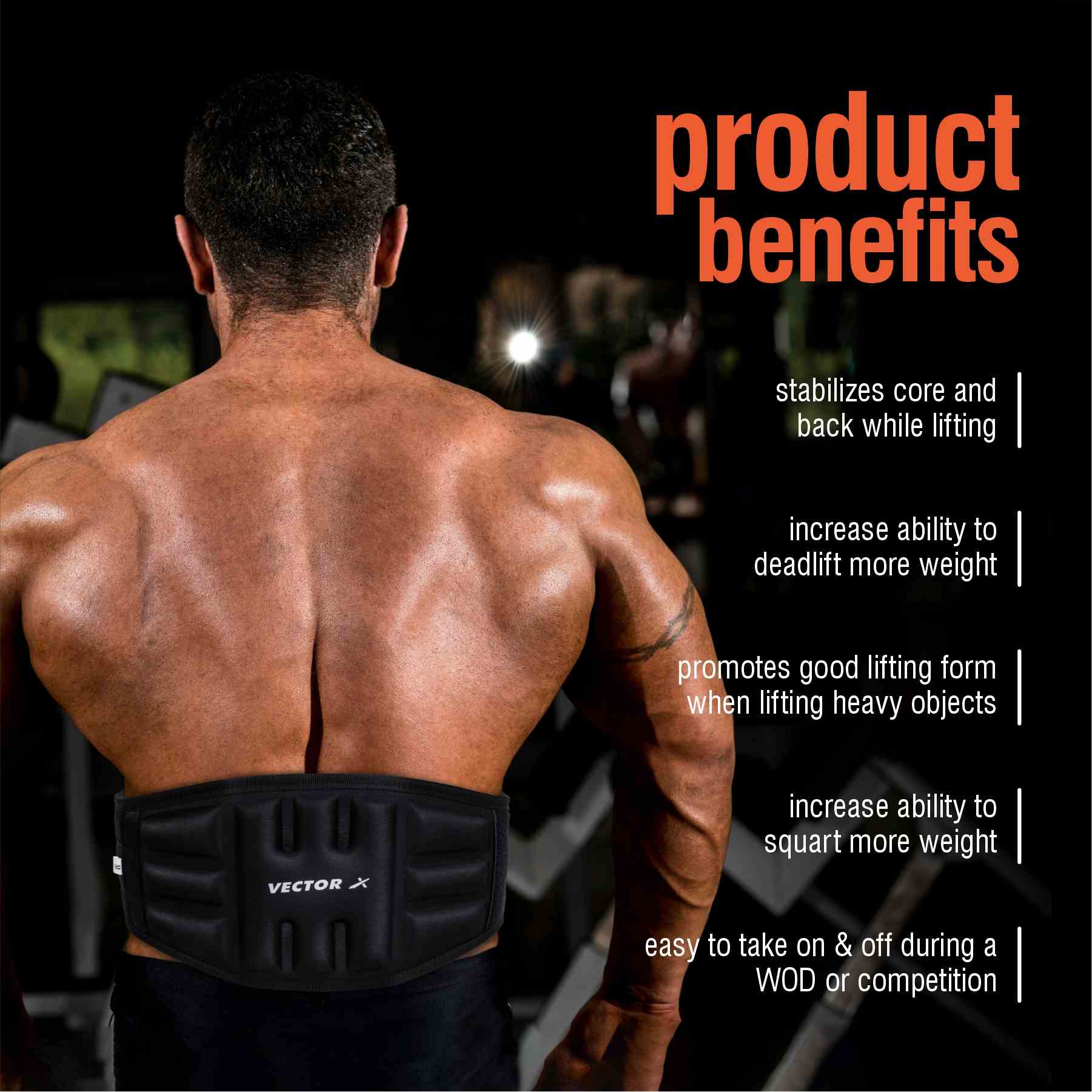 Vector X GB-50 Multi Purpose Weight Lifting Belt for Back Support Comfortable & Durable for Powerlifting, Weightlifting, Gym, Workout - Synthetic Leather for Men and Women