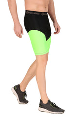 Men's DC Polyester Compression Shorts (Black/Neon Green)