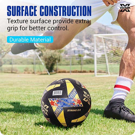 Vector X Stroke 2.0 Machine Stitched 32 Panel Football Rubber Moulded Soccer Ball with Air Pin|Indoor & Outdoor Ball|Training Practice Match Ball