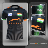 STAG GLOBAL Team India Sports Jersey for Men & Women | Peach Mesh Fabric | 4-Way Stretch | Breathable Athletic T-Shirt | Black & Sky  Blue
