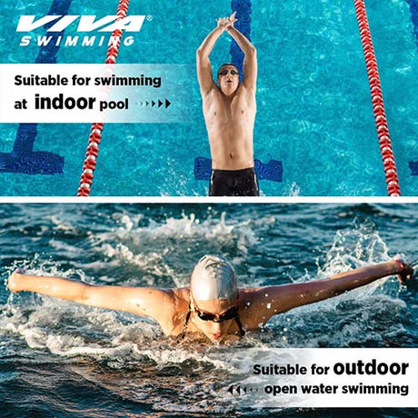 Viva Swimming VIVA-200 Swimming Goggles with Free Protective Case Pro Clear Lens & Wide-Vision Swimming Goggles with UV and Anti Fog Protection for Adult Men Women