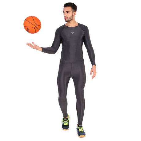 Recharge Polyester Compression Top Full Sleeve (Dark Grey)
