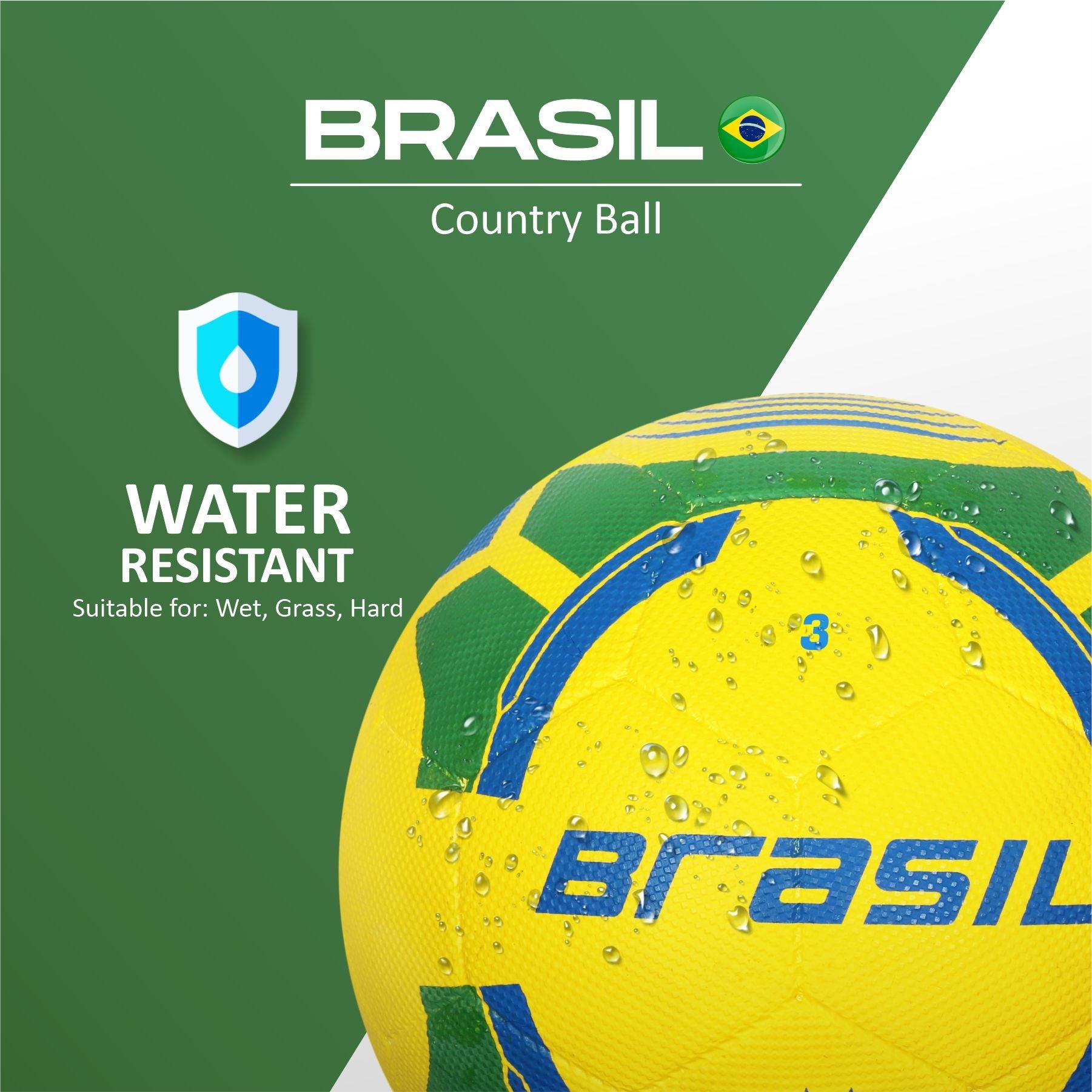 VECTOR X Brasil Rubber Moulded Football - (Pack of 1, Green, Yellow)