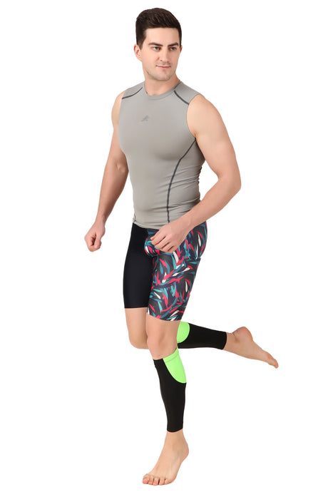 Polyester Compression Calf Sleeves (Black/Neon Green)