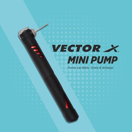 Vector X Aluminium Ball Pump – Durable Double Action Sports Air Pump with Needle & Nozzle