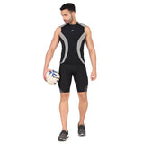Nylon DC Compression Tshirt Cutsleeves Tights For Men (Black/L.Grey)
