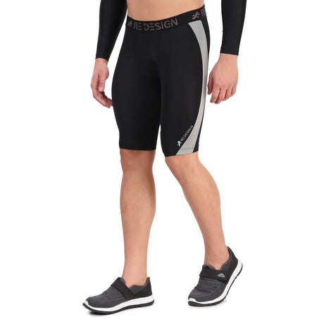 Nylon DC Curve Compression Shorts and Half Tights For Men (BLACK/L.GREY)
