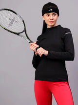 VECTOR X OGT-381 Self Design Women Turtle Neck Silver T-Shirt