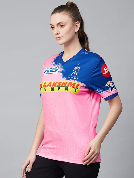 Alcis Women Pink Printed Rajasthan Royals Replica Match Day Jersey | Alcis