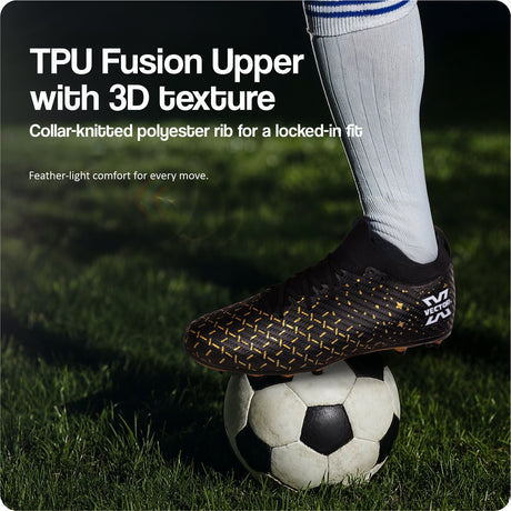 Vector X Starlight Men’s Elite Firm Ground Soccer Cleats Shoes – Primeknit Sock For Superior Grip, TPU Sole, 3D Texture TPU Fusing upper, Lightweight Football Boots