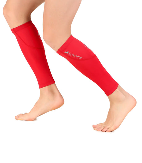 Nylon Compression Calf Sleeves (Red)
