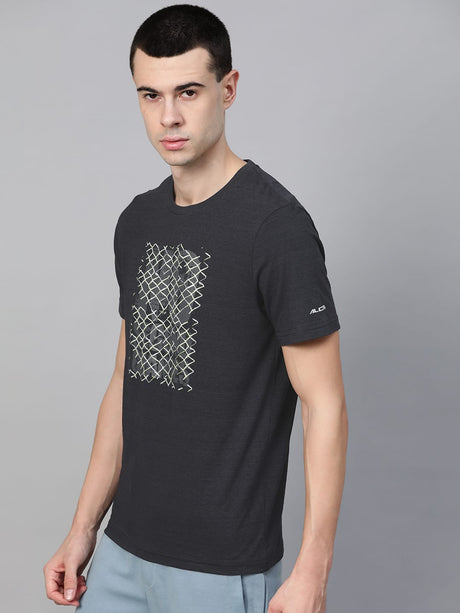 Alcis Men Black Solid Round Neck Running T-shirt | Alcis