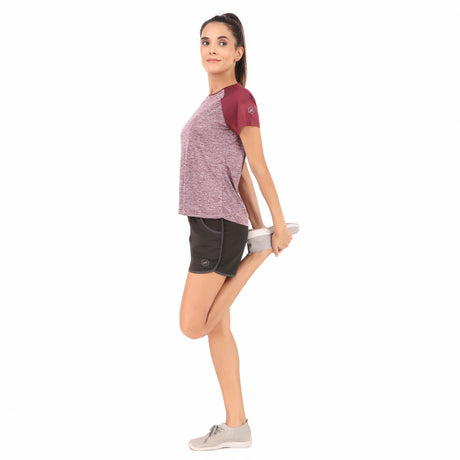 Performance Raglan Sleeves Tshirt For Women (Merlot Melange)