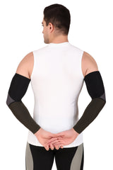 Nylon Compression Arm Sleeves (Black/Dark Grey/Green)