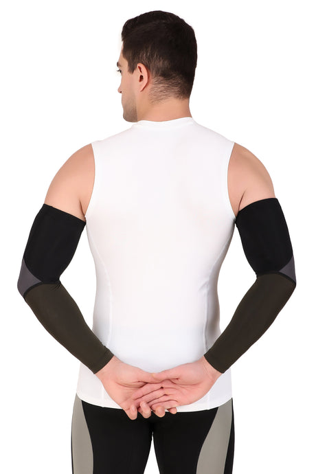Nylon Compression Arm Sleeves (Black/Dark Grey/Green)
