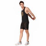 Emboss Performance Shorts For Men Zip Pockets (Black)
