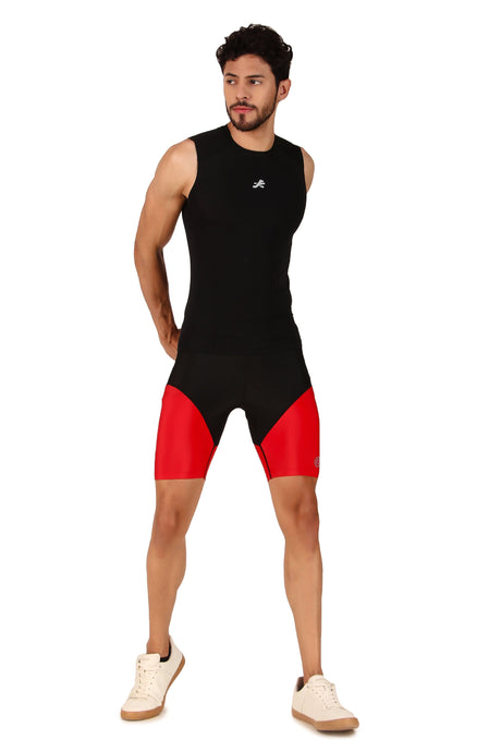 Nylon Compression Tshirt Cutsleeves Tights For Men (Black)