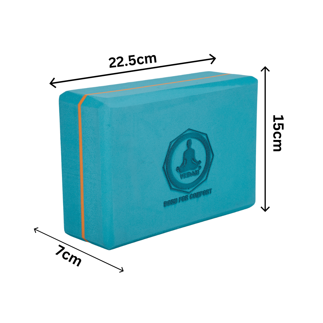 Vedam High Density EVA Foam Yoga Block Set of 2 For Men & Women (Aqua orange)
