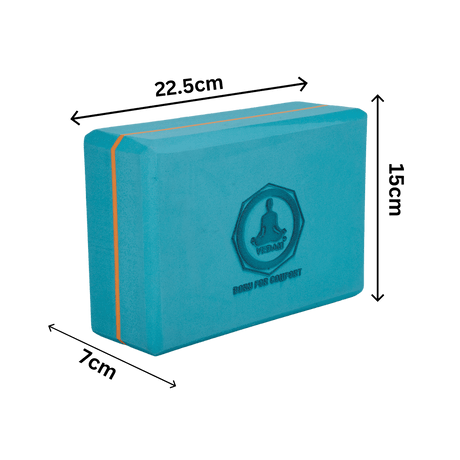 Vedam High Density EVA Foam Yoga Block Set of 2 For Men & Women (Aqua orange) | Industrial