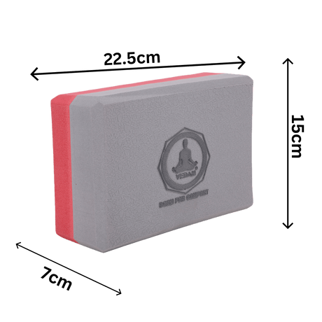 Vedam High Density EVA Foam Yoga Block Set of 2 For Men & Women (Red/Grey) | Industrial
