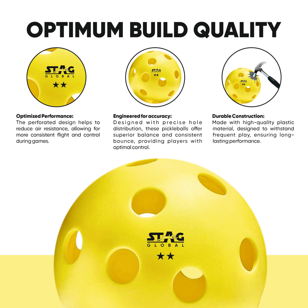 STAG GLOBAL Pickleball | Outdoor Pickleball | Perfectly Balanced | High Bounce Durable Ball