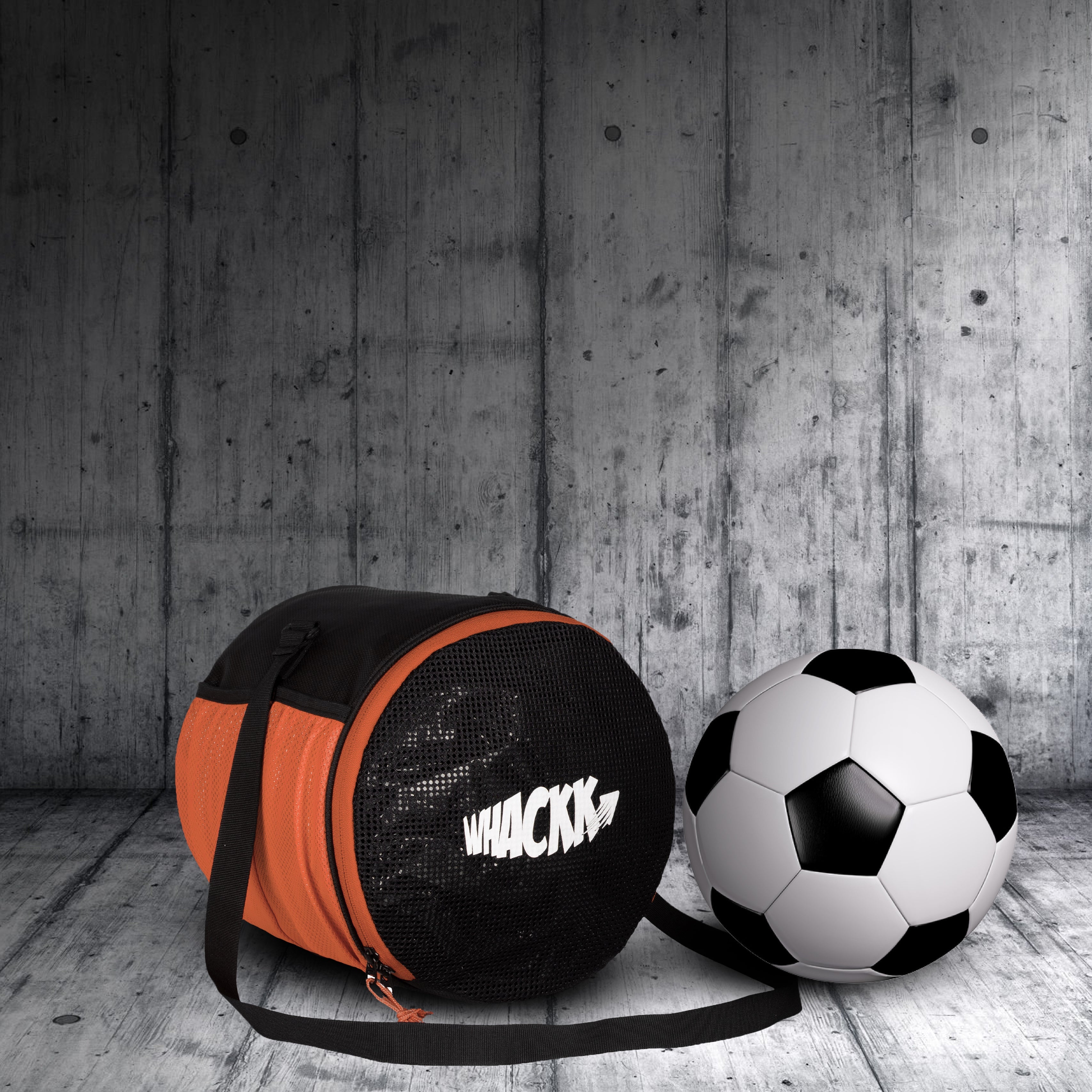 Kick Black Orange Soccer Football Equipment Bags|Basketball Volleyball Bags |Adjustable Strap Backpack |Easy Access Pocket Mesh Bottle Holders | Ball Bag |Kitbag |Bag