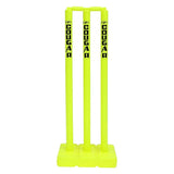 COUGAR Plastic Cricket Stumps Set - 3 Stumps 2 Bails 1 Stand  Cricket Standard Wickets for Cricket Ground, Match, Tournament Stump with Stand & Bails