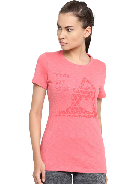 Alcis Women Pink Printed T-shirt | Alcis