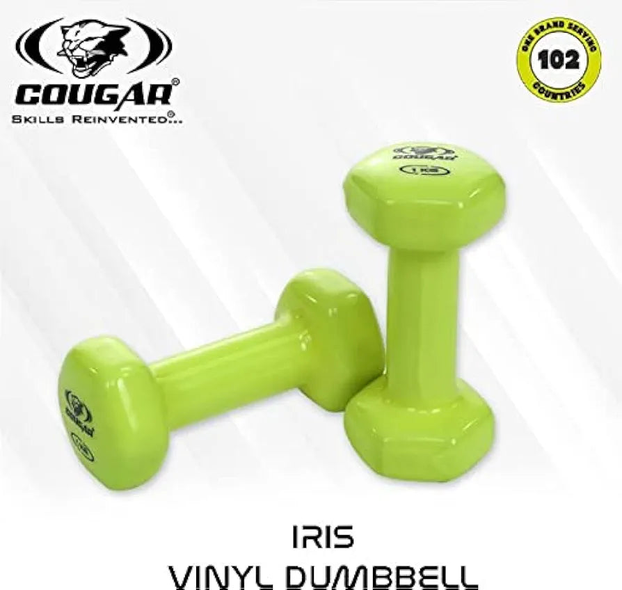 COUGAR Vinyl Hexa dumbbells, Vinyl coated hex shape dumbbells, Dumbbell set for Fitness, Strength Training & Home Gym Exercise 1 Pair 