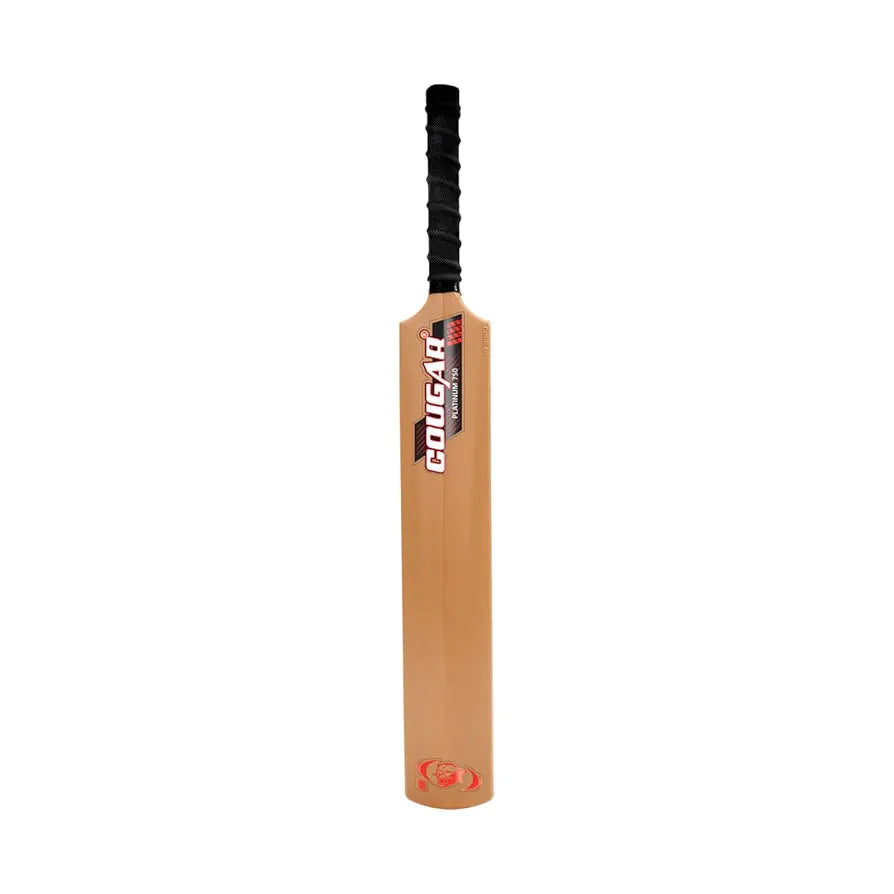 COUGAR Platinum‑750 Plastic Cricket Bat | 33.5" Standard Size | 500 g Weight, Durable PVC Blade | Rubber Grip, Plastic Handle, Brown | Ages 13+ Teens & Adults | Practice & Training