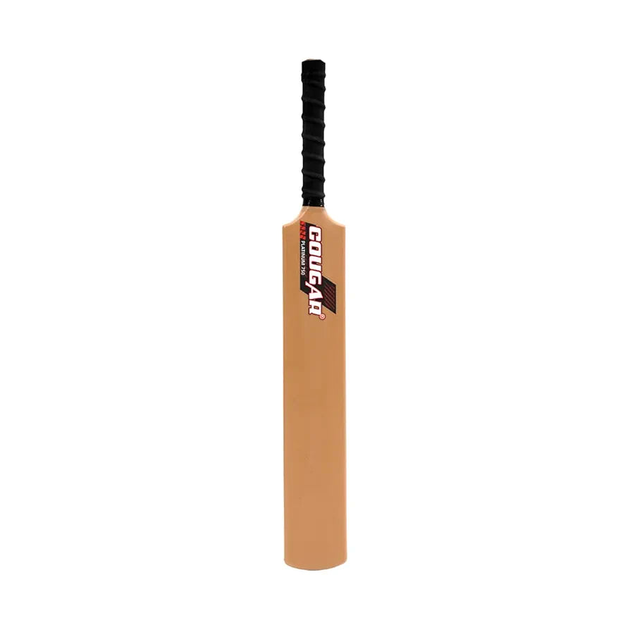 COUGAR Platinum‑750 Plastic Cricket Bat | 33.5" Standard Size | 500 g Weight, Durable PVC Blade | Rubber Grip, Plastic Handle, Brown | Ages 13+ Teens & Adults | Practice & Training
