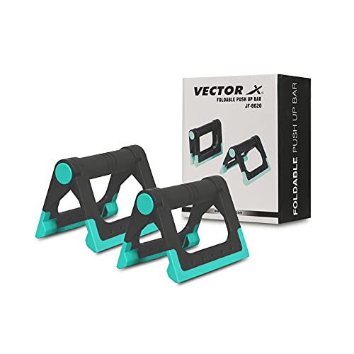 Vector X JF-8020 Foldable Push Up Bar Non-Slip Foldable Pushup Handles Pushup Bar Stands with Padded Handles, Great for Push-up Workout, Muscle Ups, Strength Training Handstand Blocks