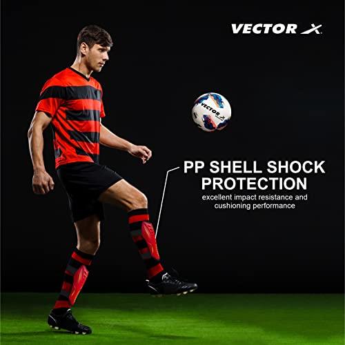 Vector X Liverpool Shinguard | Shinguard for Football | Shinguard for Men| Skoda Single Strap Shinguard | Stockings for Men & Women-Red (Set of 2 pcs)S/M