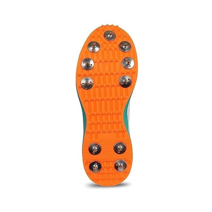 VECTOR X CKT-200 Spikes Cricket Shoes For Men (White, Orange)