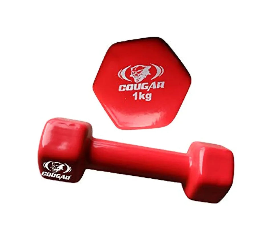COUGAR Vinyl Hexa dumbbells, Vinyl coated hex shape dumbbells, Dumbbell set for Fitness, Strength Training & Home Gym Exercise 1 Pair 