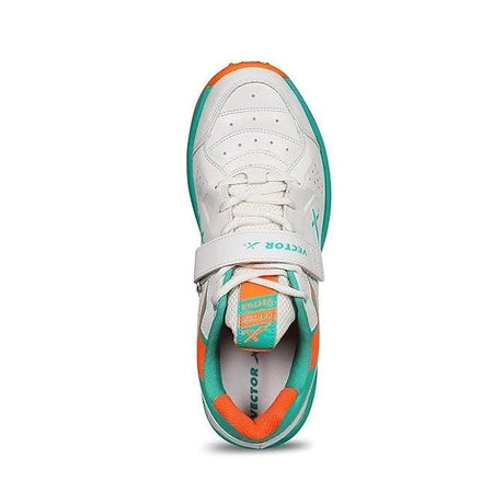 VECTOR X CKT-200 Spikes Cricket Shoes For Men (White, Orange)