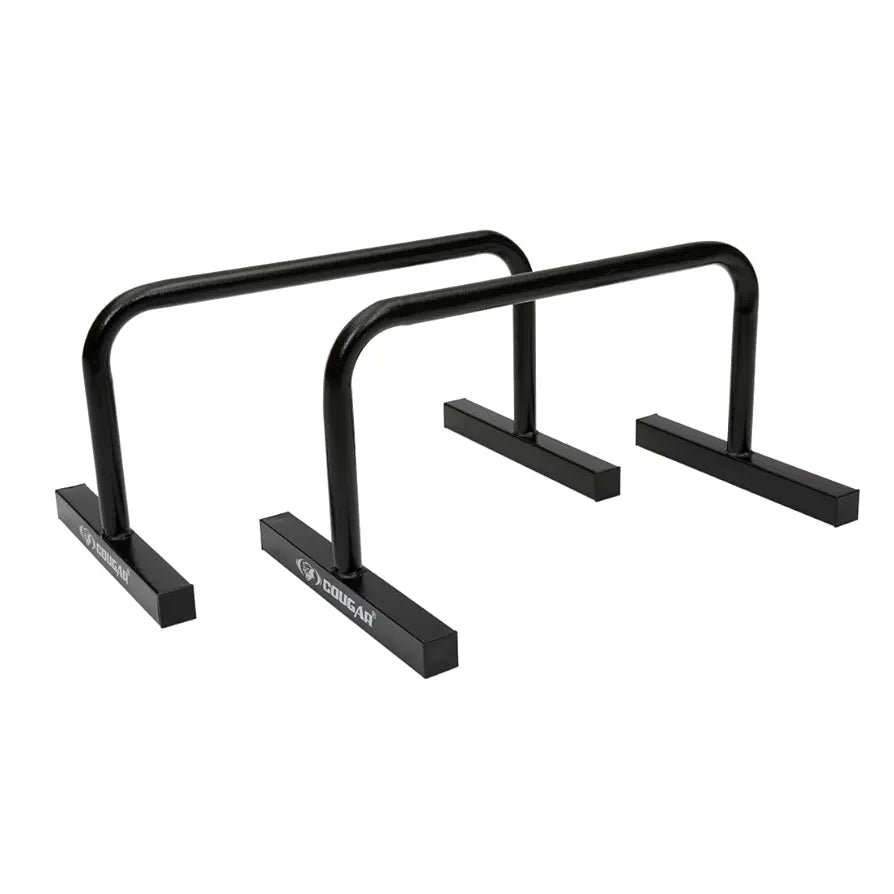 COUGAR THE UNBEATABLE Push Up Bar, 12'' High Steel Parallettes & Dip Bar with Metal Handle, Heavy-Duty Gymnastics Parallel Bars for L-Sit, Dips, Home Gym Strength Training Workout 