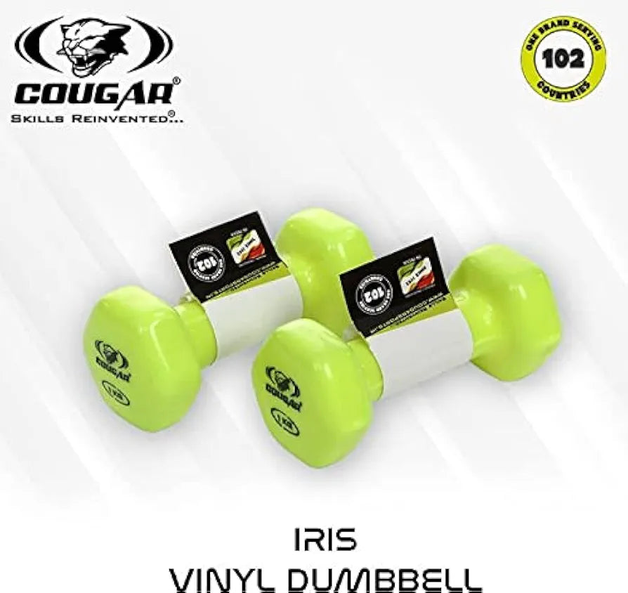 COUGAR Vinyl Hexa dumbbells, Vinyl coated hex shape dumbbells, Dumbbell set for Fitness, Strength Training & Home Gym Exercise 1 Pair 