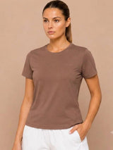 Brown Cotton Lycra Tee