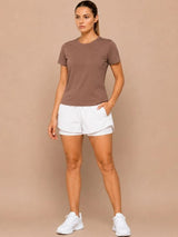 Brown Cotton Lycra Tee