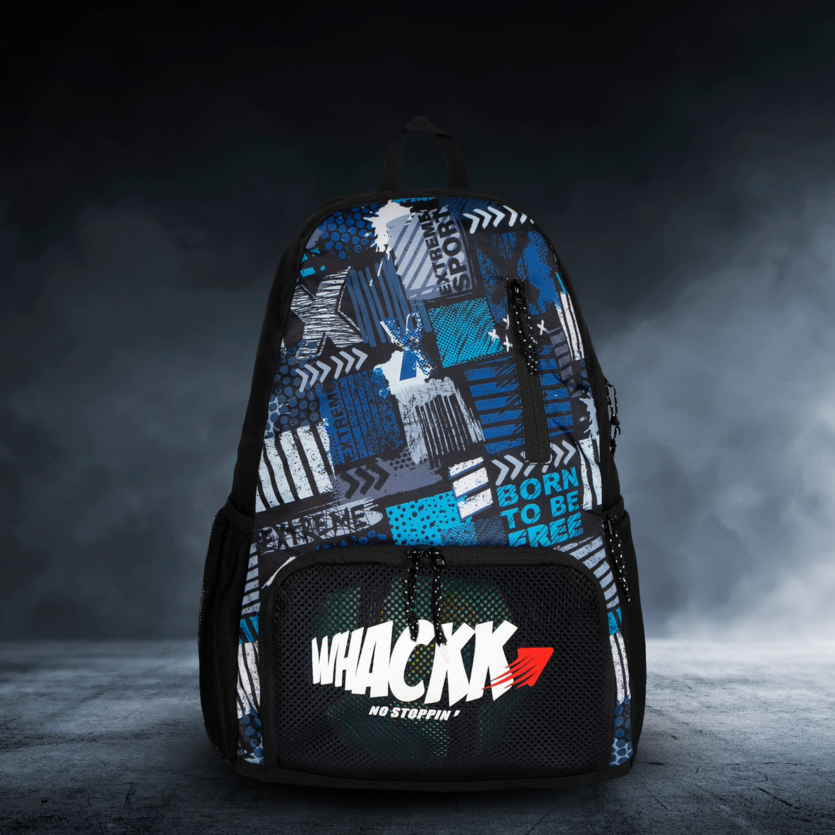 Thunderbolt 28L Blue Printed |Football Basketball Volleyball Equipment Backpack Bag|Kit Bag|Soccer Bag|Boys Kids Adult Men|Mesh Shoe or Ball Pocket|Bottle Holder| Easy Access Pocket