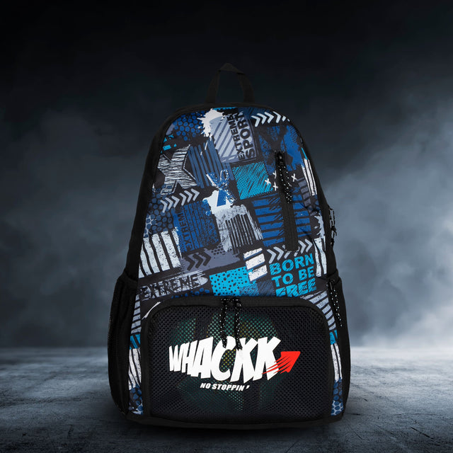 Thunderbolt 28L Blue Printed |Football Basketball Volleyball Equipment Backpack Bag|Kit Bag|Soccer Bag|Boys Kids Adult Men|Mesh Shoe or Ball Pocket|Bottle Holder| Easy Access Pocket