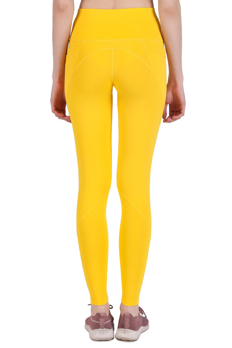 Nylon 4 Pocket Compression Legging/Tights For Women (Yellow)