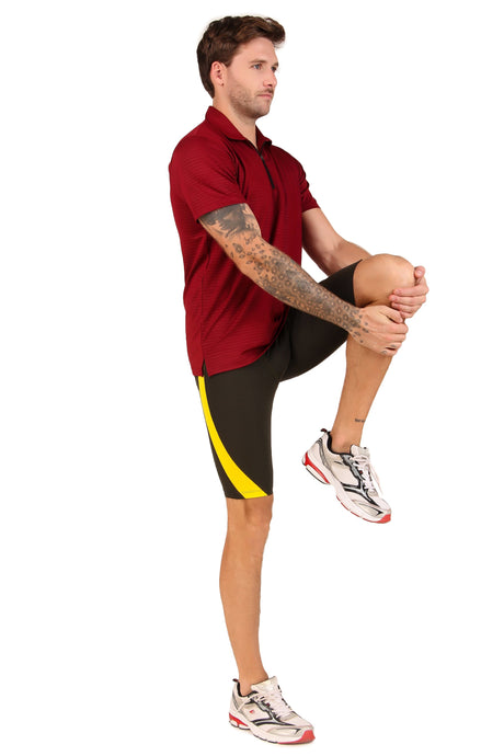 Men's Nylon DC Curve Compression Shorts and Half Tights For Men (Green/Yellow)
