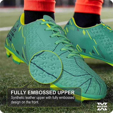 Vector X Thriller 3D Fully Embossed Textured Upper|Football Shoe/Studs| Double Colored TPU Sole| Soft Insocks Cushion|Light Weight soccer shoes For Men