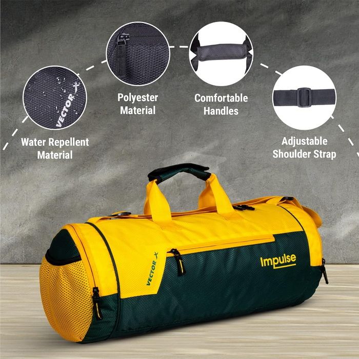 Vector X Gym Duffel 26L Sports Bag for Men and Women Polyester | Large Compartment | Front Utility Pocket | Mesh Side Pocket | Durable Base | Adjustable Shoulder Strap Travel Bag