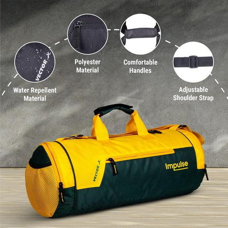 Vector X Gym Duffel 26L Sports Bag for Men and Women Polyester | Large Compartment | Front Utility Pocket | Mesh Side Pocket | Durable Base | Adjustable Shoulder Strap Travel Bag